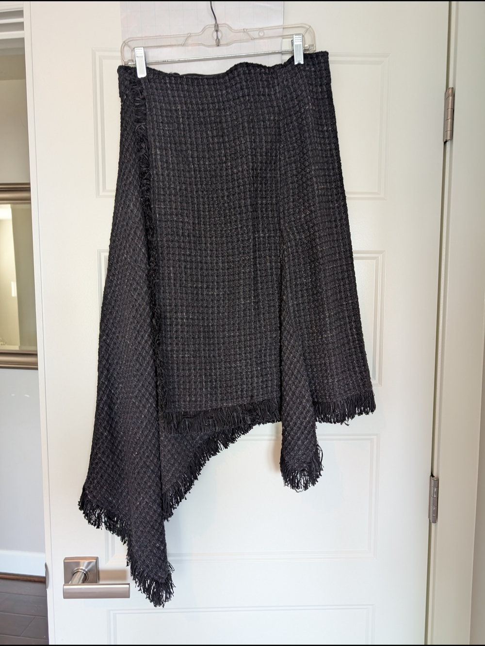 NIC+ZOE Black Asymmetrical Fringe Hem Skirt